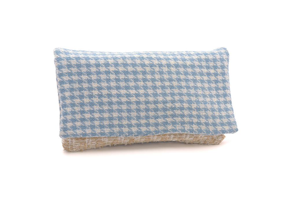 The Clutch in Gold Tweed & Blue Houndstooth