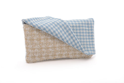 The Clutch in Gold Tweed & Blue Houndstooth